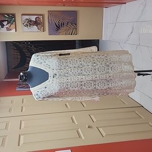 NWT Stylus floral lace dress, large, cream